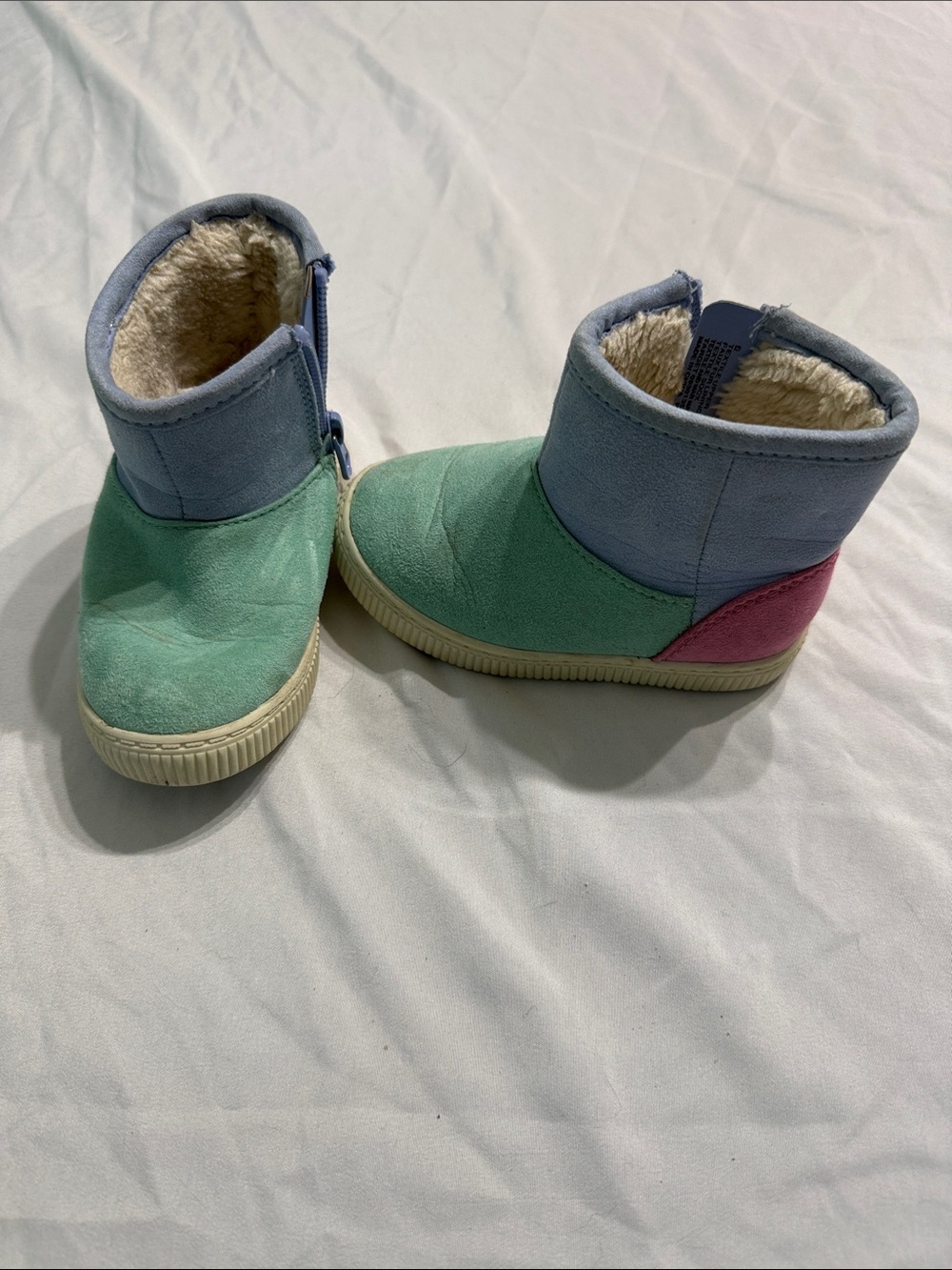 Cat & Jack Kids Colorblock Faux-Fur Booties - Mint, Light Blue & Pink